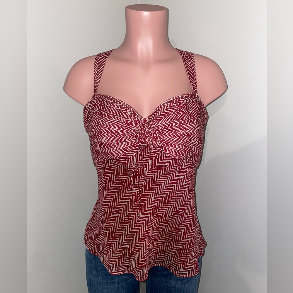 Ann Taylor Zigzag Print Silk Sleeveless Top